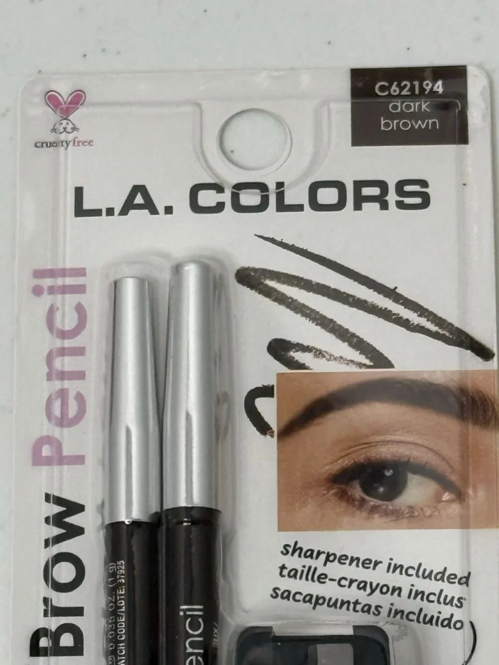 L.A. Colors Dark Brown Eyeliner Brow Pencil Set w Sharpener New